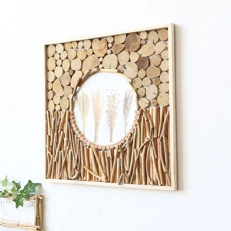 52x52cm 3D Flower & Wheat Field Building Blocks Wall Art - simple Creative Room Decor Aesthetic for Dining Room & Living Room
