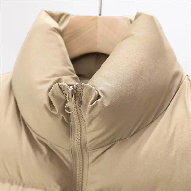 Elegant Chic Vests Fashionable Sleeveless Stand Collar Zipper Basic Autumn Winter Jacket Thick Warm Casual Women Vest Jacket ﻿ - AIAZ