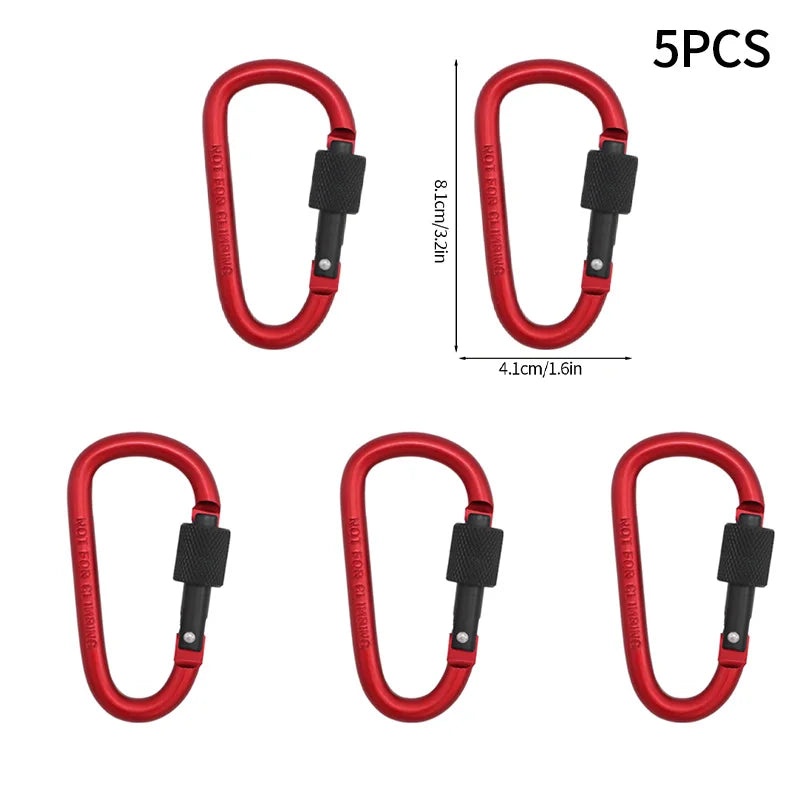 5pcs/set Tactical Carabiners Clips EDC Survival Climbing Carabiners Clip Quickdraw Clip Caribiner Hooks Karabiners Accessories