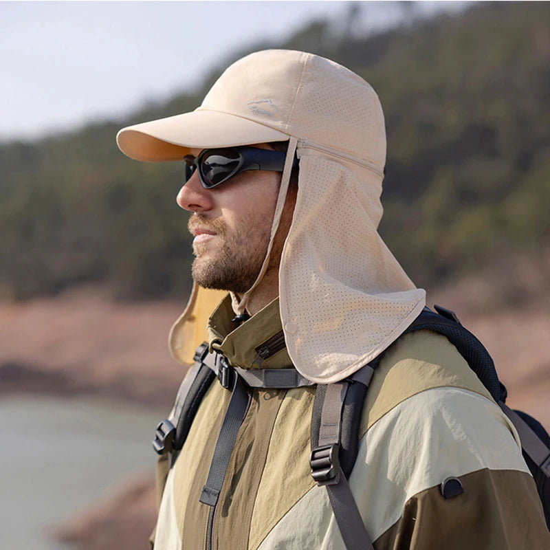 Summer Quick Drying Baseball Caps For Men Women Anti UV Sun Hat Breathable Hiking Fishing Hat Male Outdoor Detachable Shawl Hats