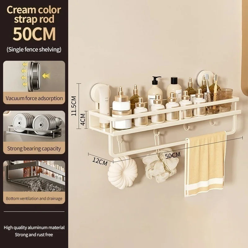 No Need To Drill Suction Cup Bathroom Storage Rack, Wall-mounted Oganizing Rack Cosmetic Storage Rack, Kitchen Storage Rack