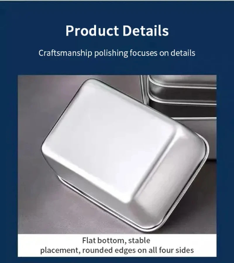 Stainless Steel Rectangular Crisper Household Outdoor Lunch Box Refrigerator Frozen Crisper Containers for Kitchen Accessories