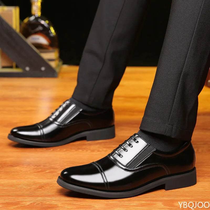 Business Men's leather Shoes Fashion new formal shoe Black round toe work shoes Versatile comfortable Male flats Zapatos Homme - AIAZ