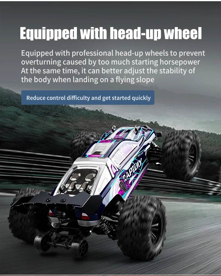 1:16 4WD RC Car 70KM/H Or 50KM/H With LED Remote Control Cars High Speed Drift Monster 4x4 Truck for Kids vs Wltoys 144001 Toys - AIAZ