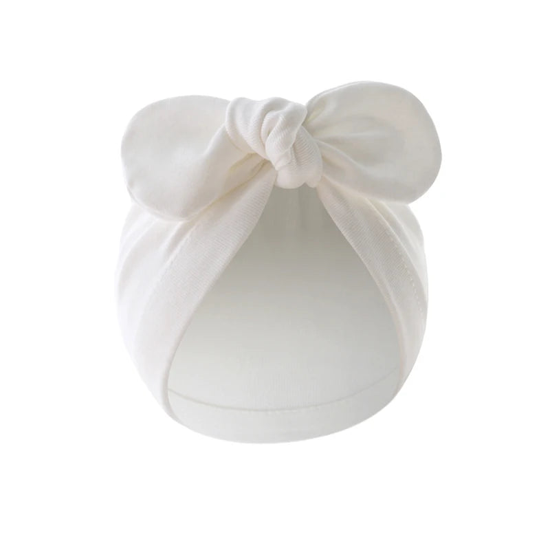 Pudcoco Baby Girls Turban Hat, Soft Elastic Cute Knotted Bow Hat Nursery Beanie Cap for Infant