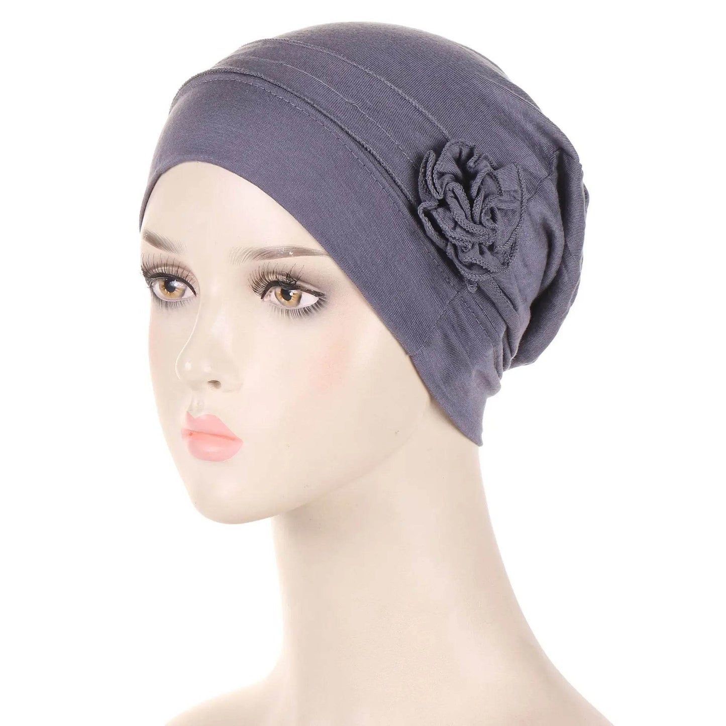 Muslim Fashion Flowers Turban Cap Solid Color Women Hijabs Islamic Chemo Cap Head Scarf Ladies Head Wrap Cover Hijab Scarf - AIAZ