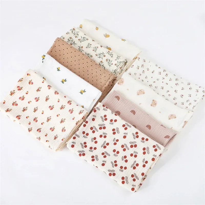 Baby Cotton Muslin Swaddle Blanket Floral/Animal Print Stroller Blanket Infant Diaper Newborn Receiving Blanket