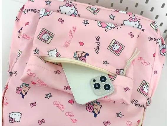 Hello Kitty backpack for junior high school students cute cartoon fashion school bag large capacity school bag for women - AIAZ