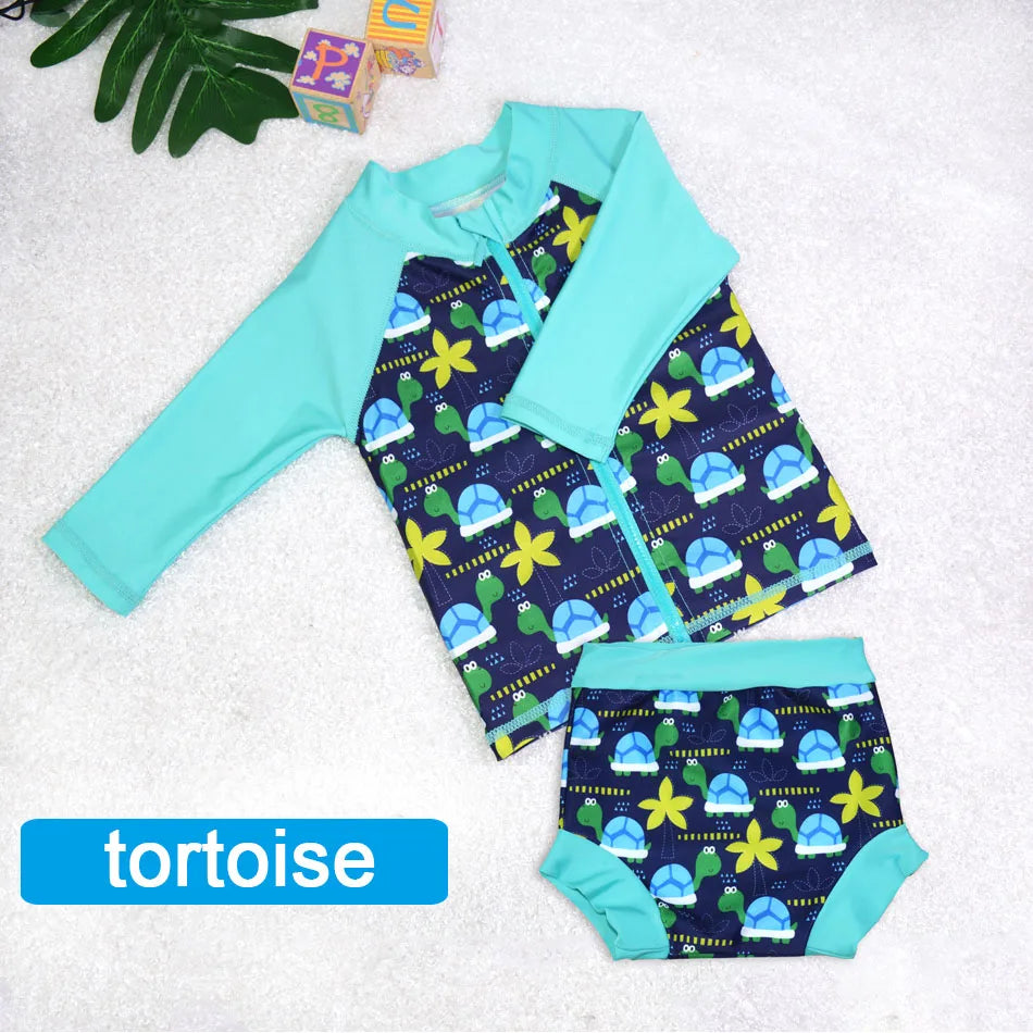 Eezkoala Infant Swimsuit UV 50 Resistant  and Long Sleeve Zipper Baby Swimwear Rash Vest for Toddler  Swimming Suit for  Kids