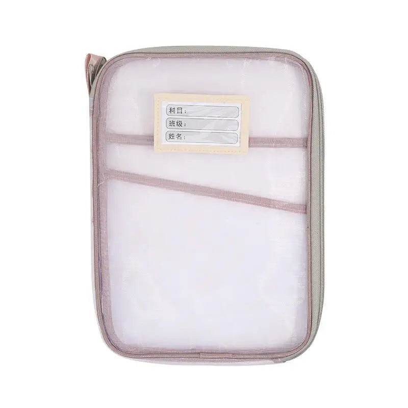 School Office Supplies Stationary Bag Stationery Storage Bag Double-layer Mesh Zipper Bag Large Capacity Organizer Folders - AIAZ