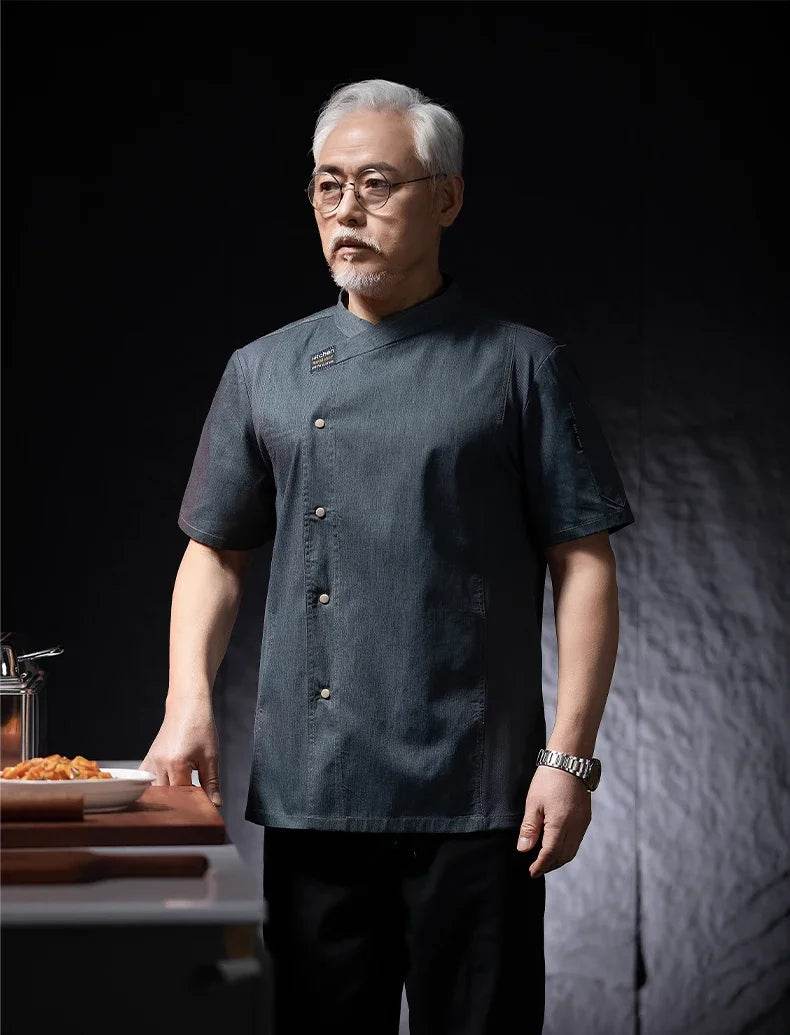 Men Head Chef Food service Kitchen Cooking Costume Pizzaiolo Cook Uniform Restaurant Chef's Jackets Bakery Cafe Working Clothes - AIAZ