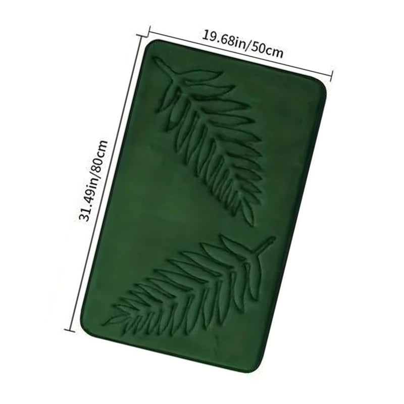 3 Piece Bathroom Mat Memory Foam Ultra Soft and Absorbent Leaf Bath Rugs Thick Washable For Bathroom Toilet Tub Mat Set