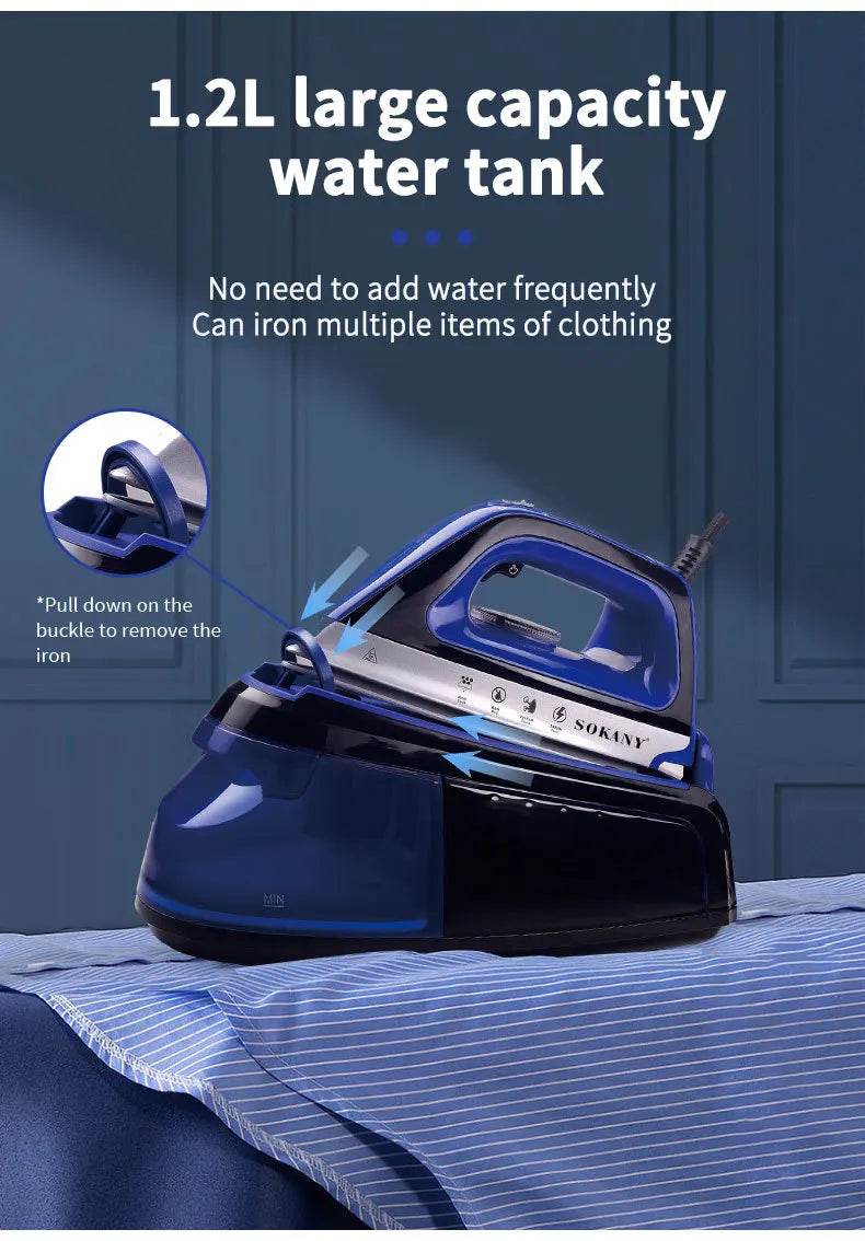 Portable 360-Degree Freestyle Dry/Steam Iron, Non-Stick Soleplate, Anti-Calc and Anti-Drip, Power Base and Carrying/Storage Case - AIAZ
