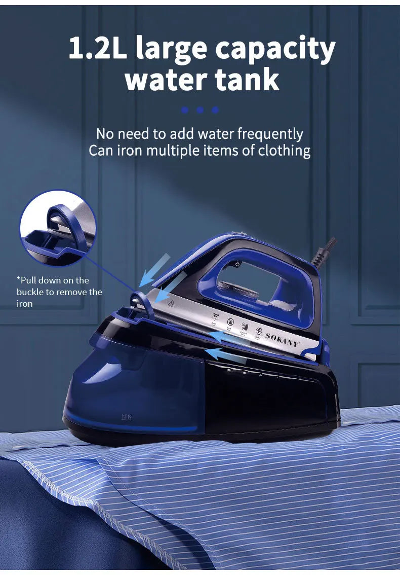 Portable 360-Degree Freestyle Dry/Steam Iron, Non-Stick Soleplate, Anti-Calc and Anti-Drip, Power Base and Carrying/Storage Case
