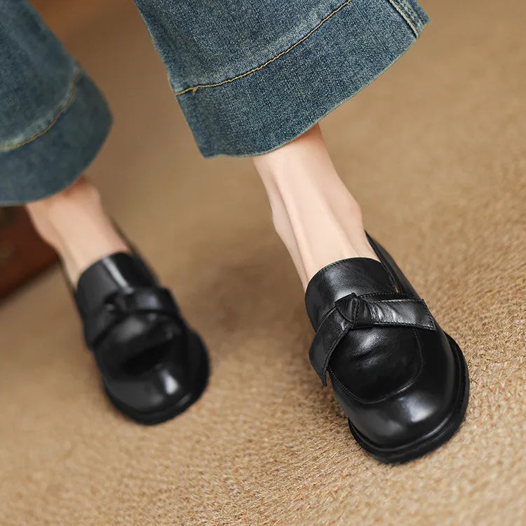 Dress Shoes Women Loafers Cow Leather Sheepskin Rubber Formal Business Suit Ladies 2025 Spring Autumn Handmade