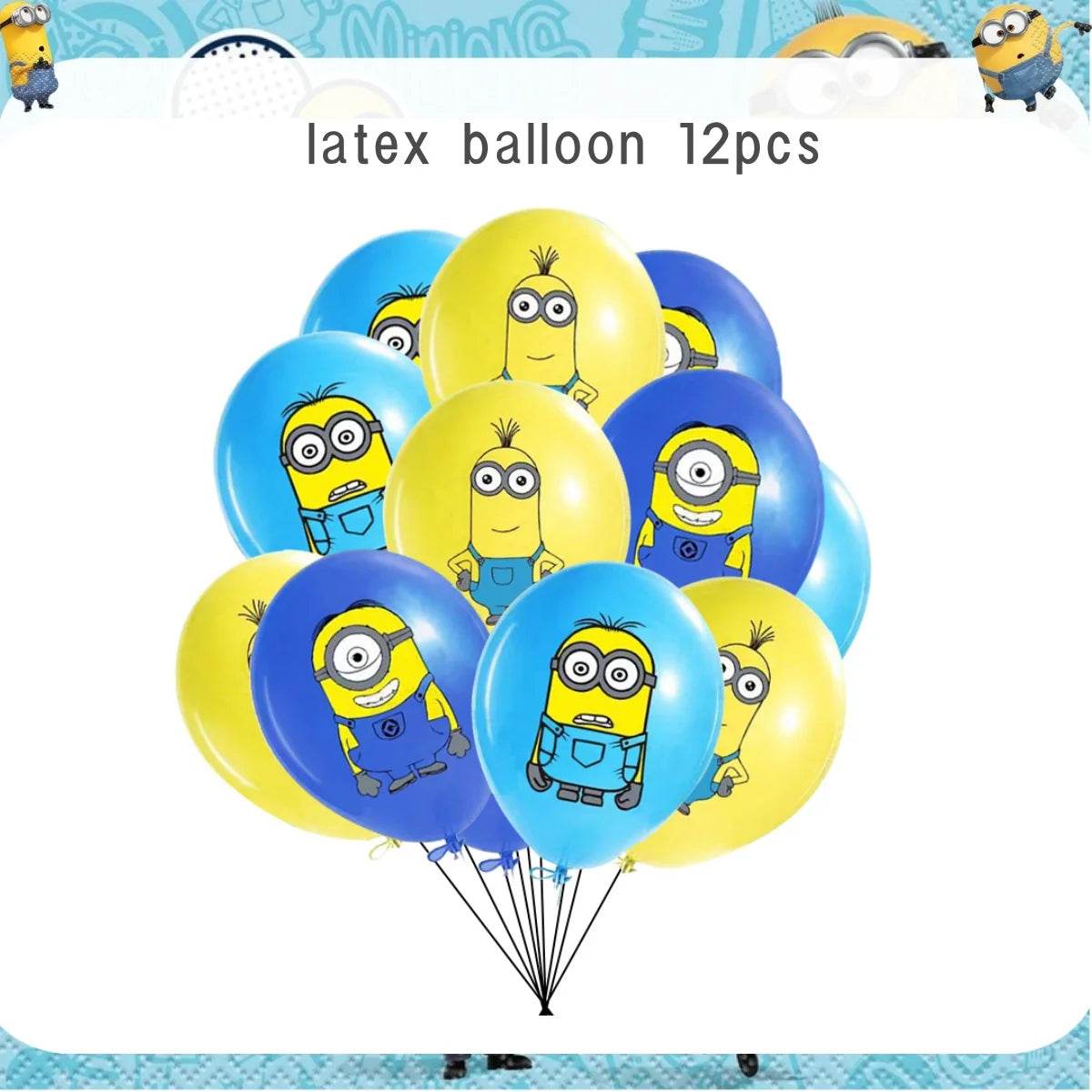 Big Eye Yellow Man Birthday Party Supplies Set - Disposable Tableware Tablecloth Plate Cup Balloon for Boys & Girls Baby Shower - AIAZ