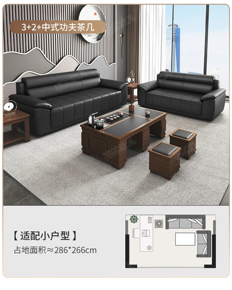 Office Sofa Coffee Table Combination Modern Simple Business Three-person Reception Negotiation Area a Full Pull-out Armchair