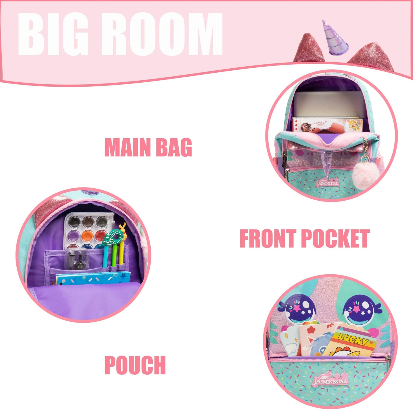Kids Backpacks for Girls School Bag with Lunch Box School Backpack for Girls Set Cute Bookbag for Kindergarten - AIAZ