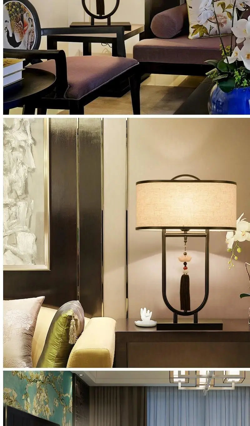 New Chinese Style Table/Nightstand Lamp | Retro Chinese Floor Lighting | Creative Study Room Decorative Floor Lamp