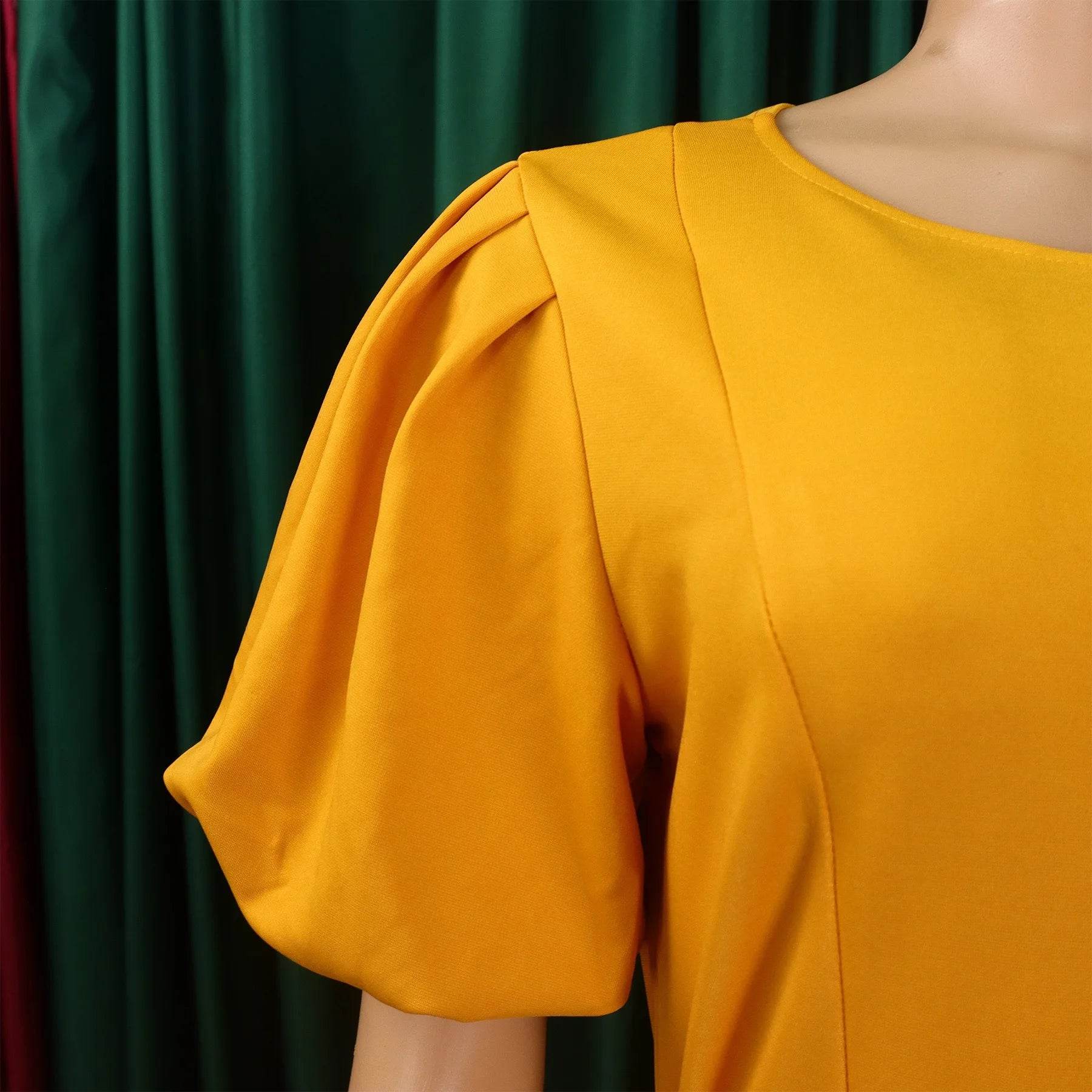 Elegant Office Dress for Women Professional O Neck Short Sleeve Belt Waisted A Line Mid Calf Formal Business Work Dress Midi New - AIAZ