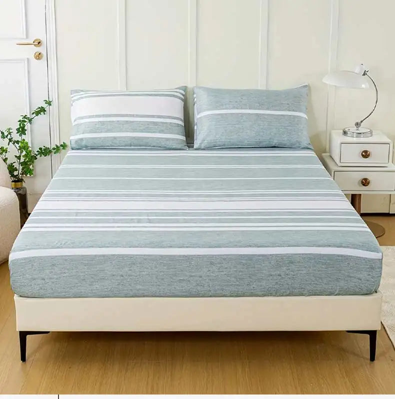 3-Piece Striped Fitted Sheet Set – Luxuriously Soft & Breathable – Includes 1 Fitted Sheet and 2 Pillowcases for Cozy Sleep – Pe