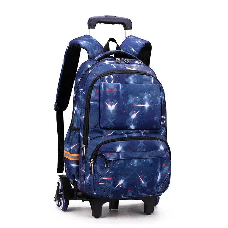 School bags with Wheels School Rolling Backpacks for Boys Trolley Bag Waterproof Orthopedic School Bag Student Wheeled Backpack - AIAZ