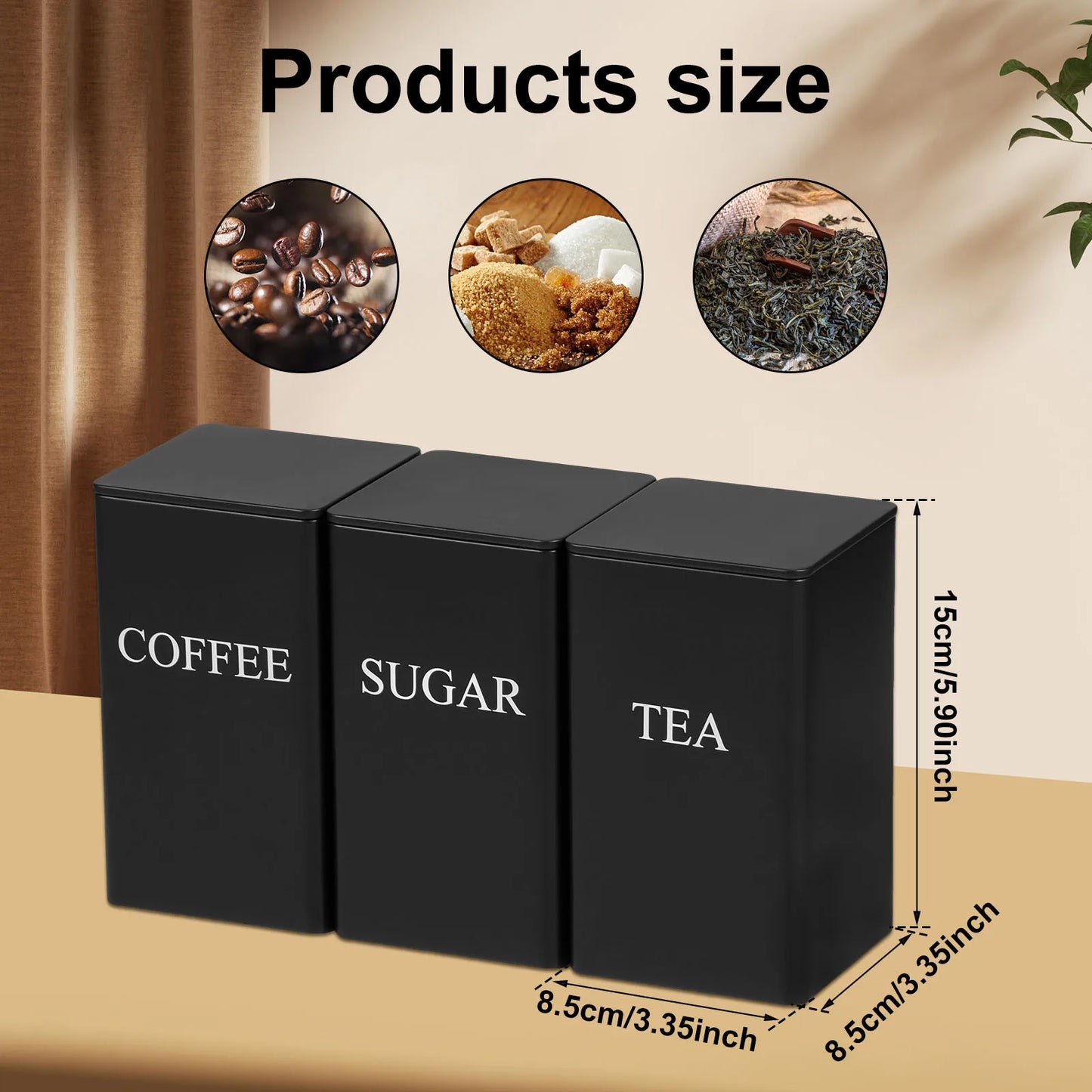 Coffee Bean Storage Jar Metal Coffee Tea Sugar Container Simple Style Sealed Storage with Bamboo Lid Tea Can Kitchen Supplies