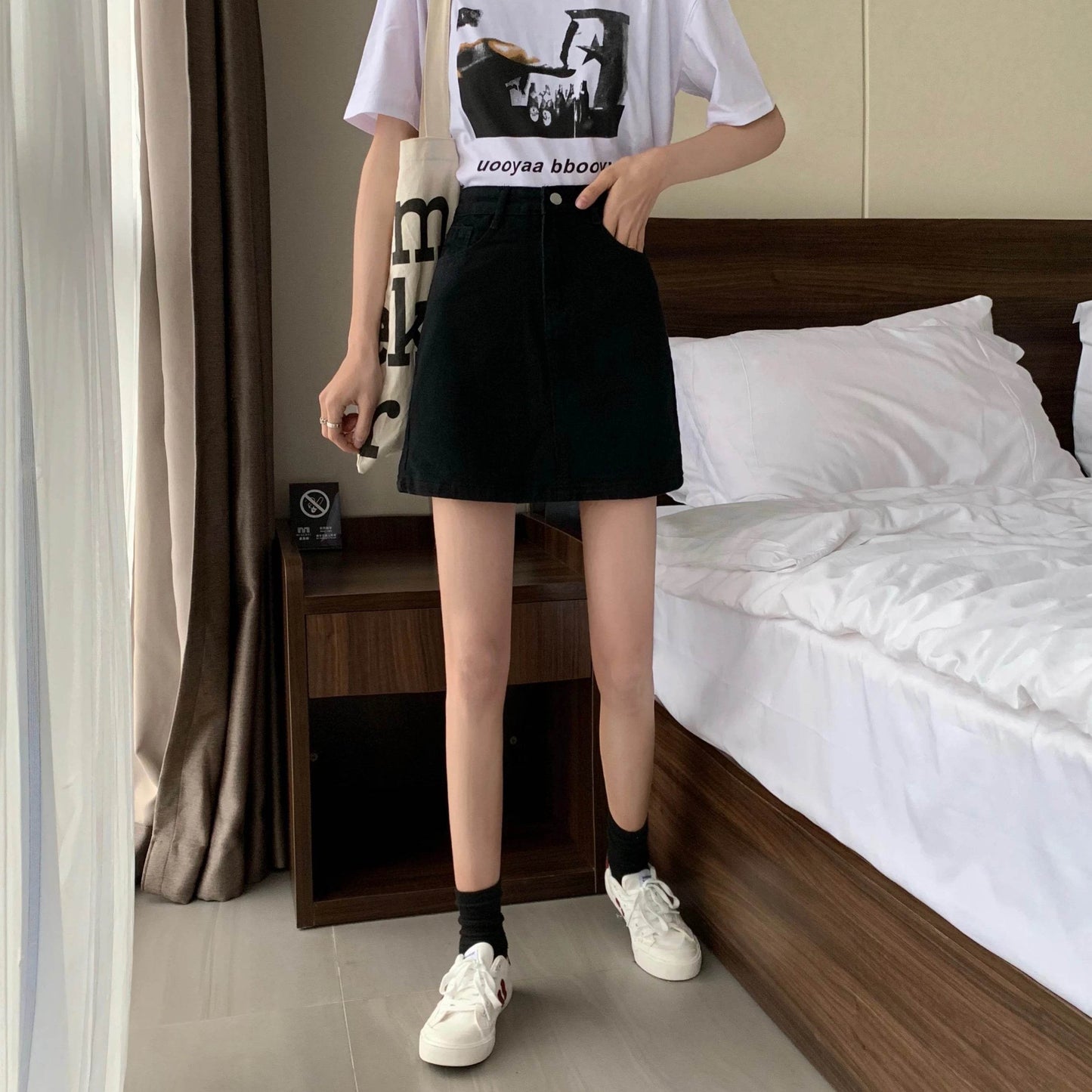 High Waist Denim Skirt Versatile Skirt Women's Clothing A-Line ort Skirt Slimming Wraparound Summer 202 plus Size - AIAZ