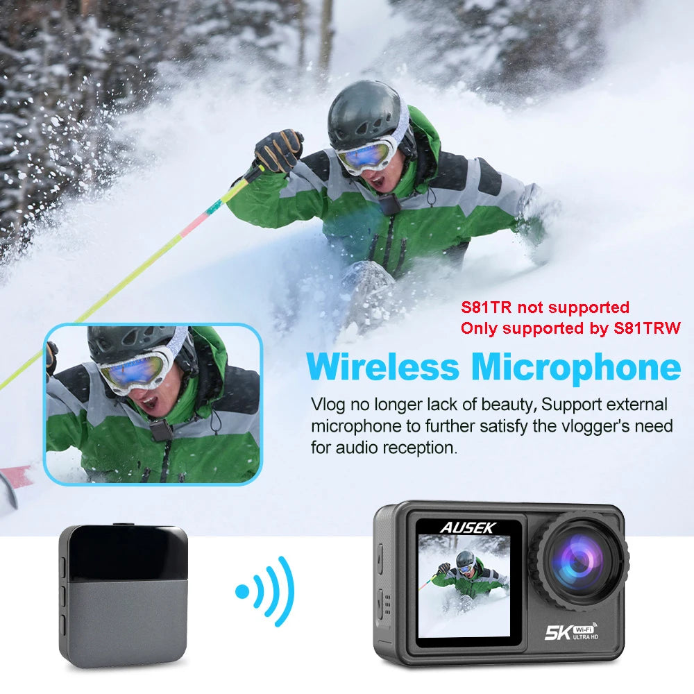 2" IPS Dual Screen Action Camera 5K 30FPS  4K 60FPS 48MP EIS Video With Optional Filter Lens 1080P Webcam Vlog WiFi Sports Cam