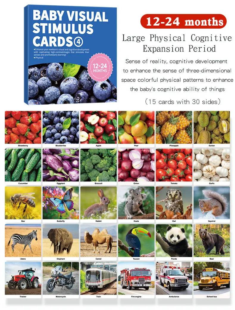 Baby Visual Stimulation Cards Montessori High Contrast Flash Card Infant Gift For Children Cognition Toy - AIAZ