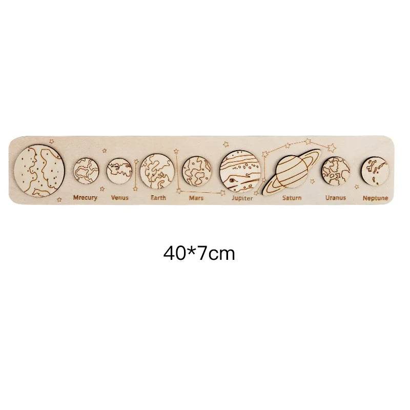 Children Wooden Space Planet Puzzles Montessori Toys Planet Matching Game Jigsaw Tray Universe Solar System Science Learning Toy - AIAZ