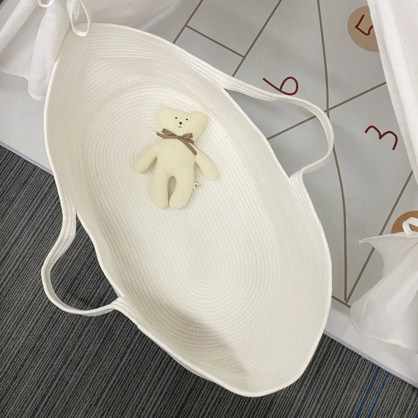Ins Newborn Hand Basket Cotton Rope Woven Crib Baby Cradle Portable Outdoor Sleeping Infant Accessories Photography Props Gifts