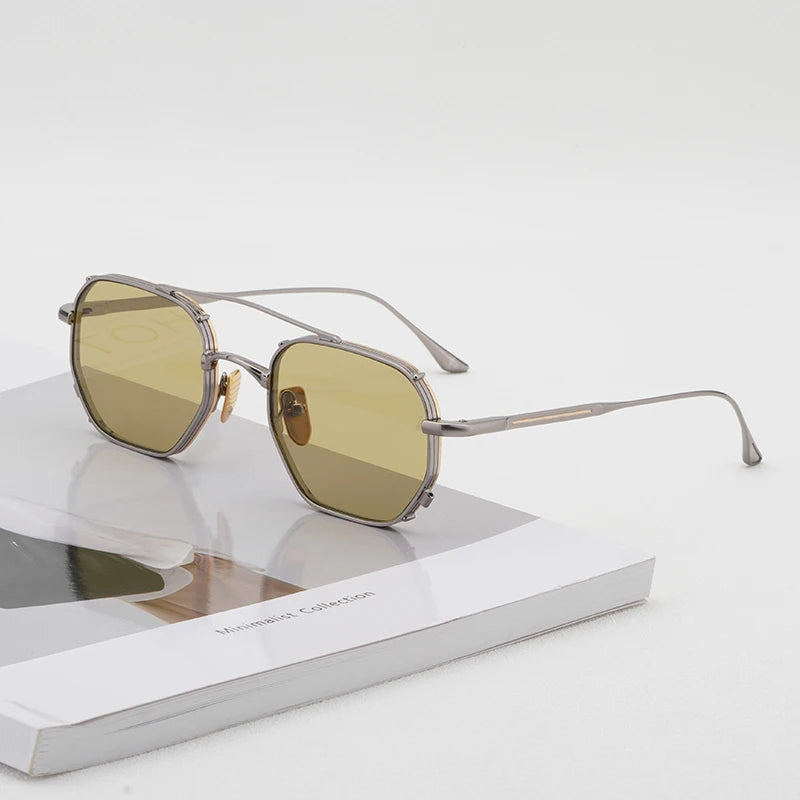 MARBOT Sunglasses Double Bridge Design Handmade Quality Alloy Rectangular Designer Brand Classic Alloy Glasses Outdoor UV400