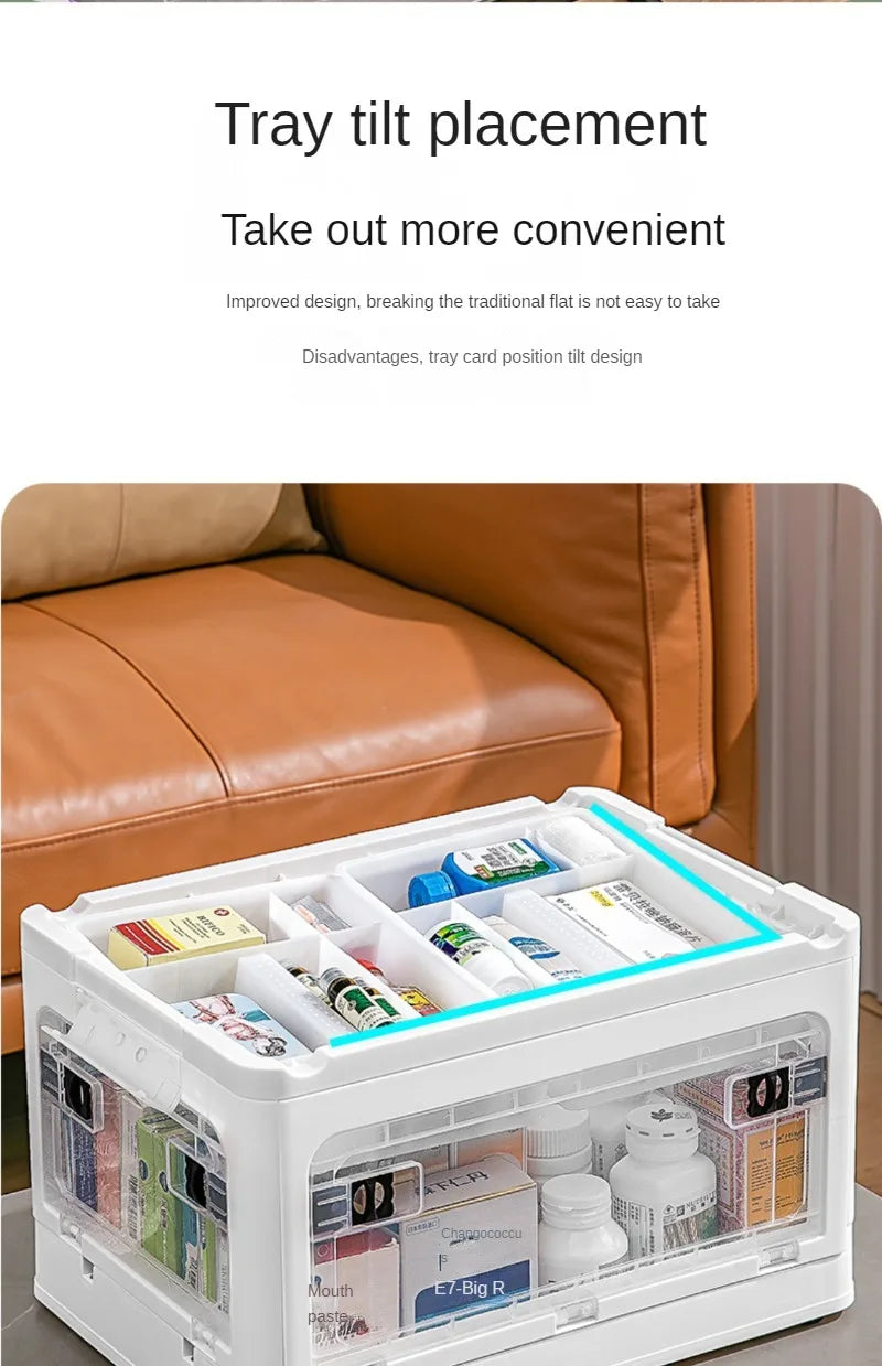 Medicine  Large Capacity Household Storage Box Transparent Emergency Medicine Box Foldable Multi-functional Sorting Box
