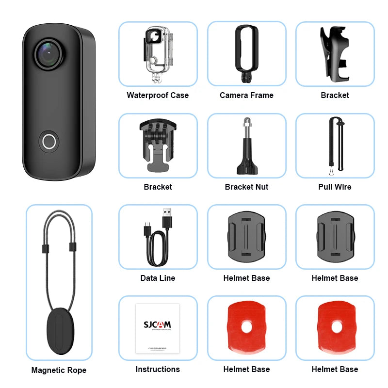 SJCAM C100 Plus Action Cam 4K Electronic Image Stabilization 2.4G WiFi 30M Waterproof With Case Sport Camera Black White