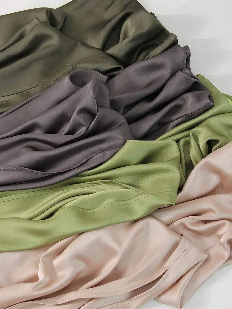 Long Satin Skirts For Women Summer High Quality Skirt With Slit On The Side Silk Elegant Black Maxi Luxury Women's Skirts 2025 - AIAZ