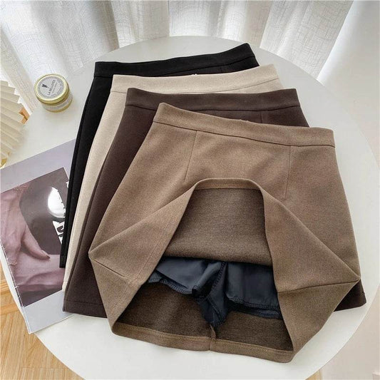 Skirts Women Solid A-line Sexy Prevalent Zipper Mini Skirts Daily Minimalist Fall Basic Street Style Korean Above Knee Clothes - AIAZ