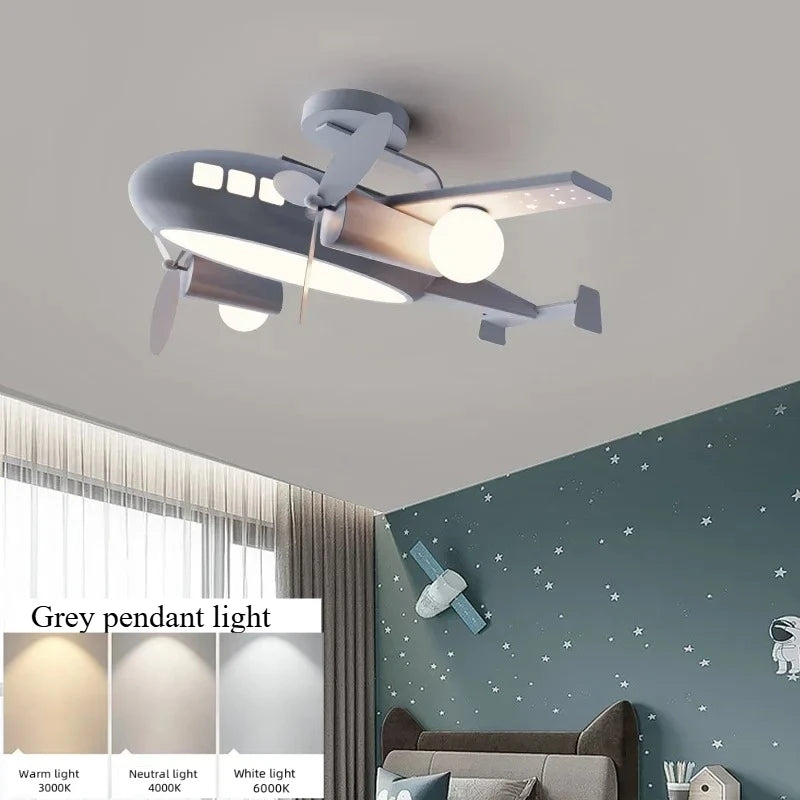 JIANKEXING Bedroom Lights Children's Room Lights Luxury Creative Cartoons Airplanes Chandeliers Modern Minimalist Boys Girls