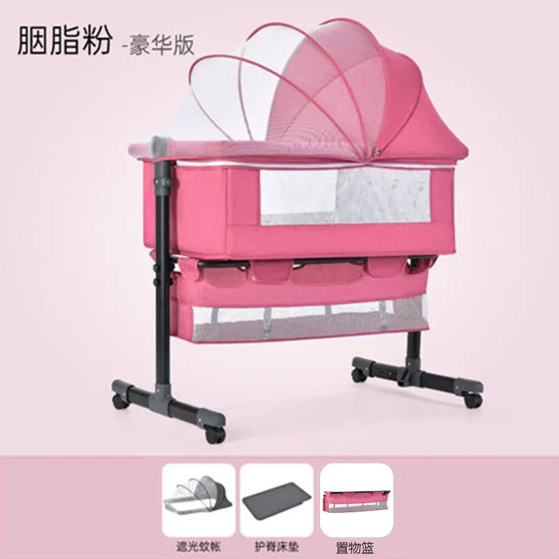 Crib Newborn Bed Splicing Big Bed Baby Crib Multi-functional Mobile Foldable