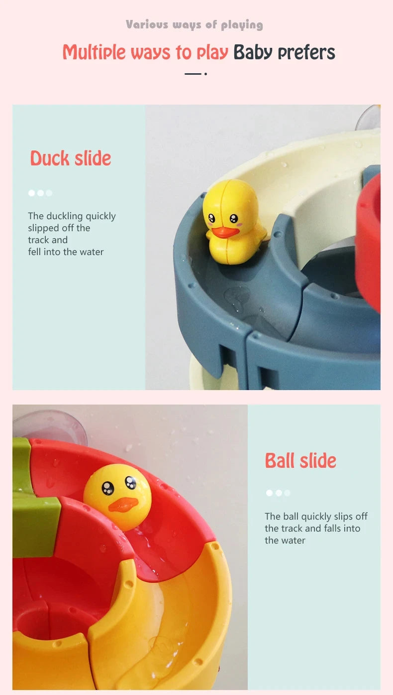 Children DIY Assembling Track Slide Suction Cup Toys Children Bath Tub Shower Wall  Delight Game Assembling Track Suction Toys