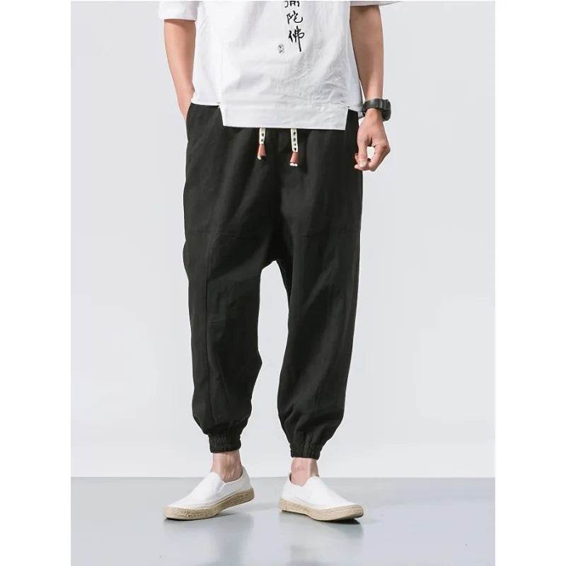 New Men Pants Fashion Solid Color Cross-pants Loose Style Streetwear Male Harem Pants - AIAZ