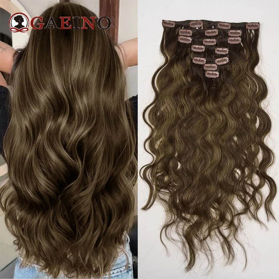 12A Natural Wave Clip In Human Hair Extensions 100% Remy Human Hair Clip In 120G 7Pcs/Set Full Head For Women 14-24Inch - AIAZ