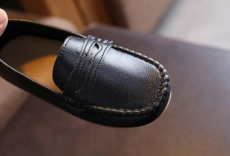 Boys Shoes Spring Autumn Kids Oxfords Boys Slip-on Flats Soft PU Leather Shoes Toddler Black White Loafers For Boy