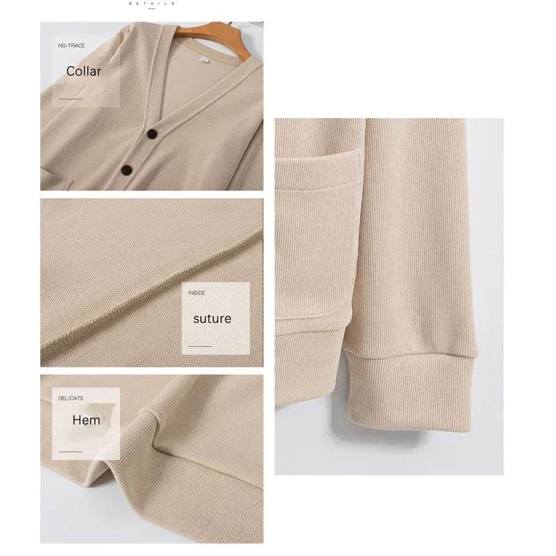 BROWON New Knitted Sweater Cardigan Men 2025 Autumn Solid Casual Man Clothes Korean Fashion 80% Cotton V-Neck Collar Sweater Men - AIAZ