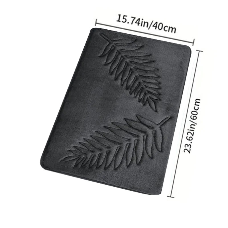 3 Piece Bathroom Mat Memory Foam Ultra Soft and Absorbent Leaf Bath Rugs Thick Washable For Bathroom Toilet Tub Mat Set