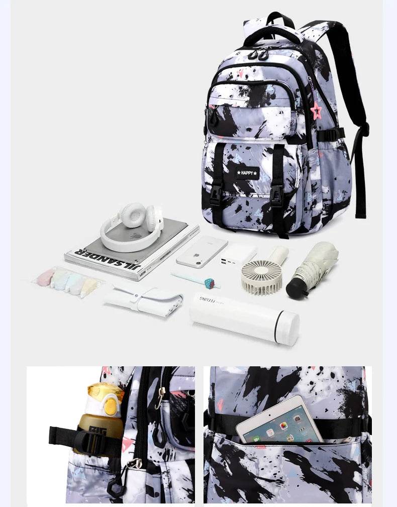 Middle School Student Backpack Children Set School Bags for Girls Kids Schoolbags Waterproof Book Bag With Lunch Bag Pencil case - AIAZ