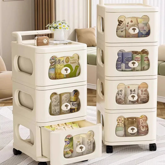 Household handcart baby snack toy storage rack, multi-layer drawer style storage rack, movable storage cabinet