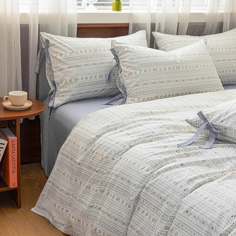 100% Cotton Bedding Set Flower Style Duvet Cover with Pillow Case Single Bedding Set Skincare Sheet Set