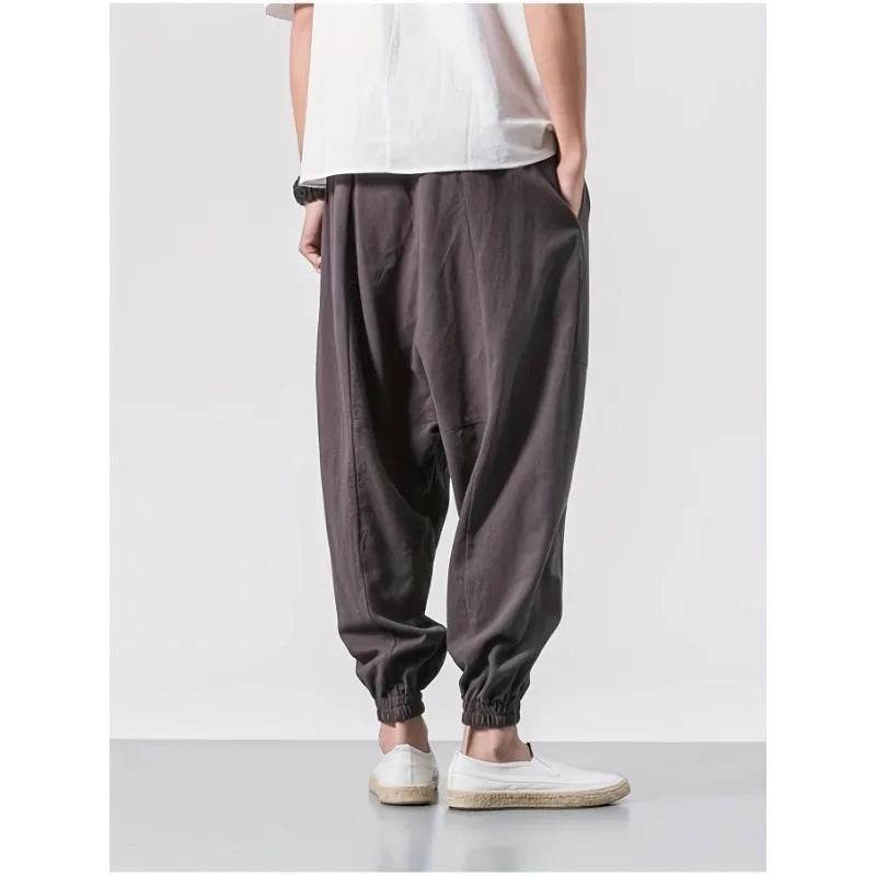 New Men Pants Fashion Solid Color Cross-pants Loose Style Streetwear Male Harem Pants - AIAZ