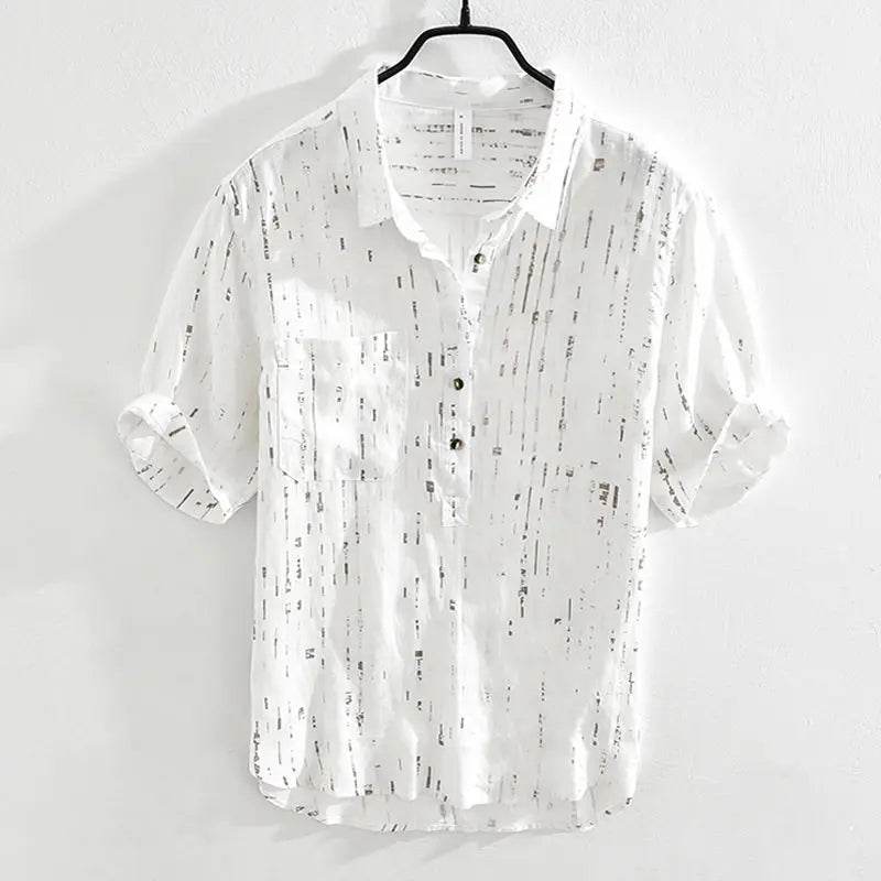 Summer Men Clothing 2025 New Fashion Casual Versatile Shirt Short-sleeved Top Loose Printed Thin - AIAZ